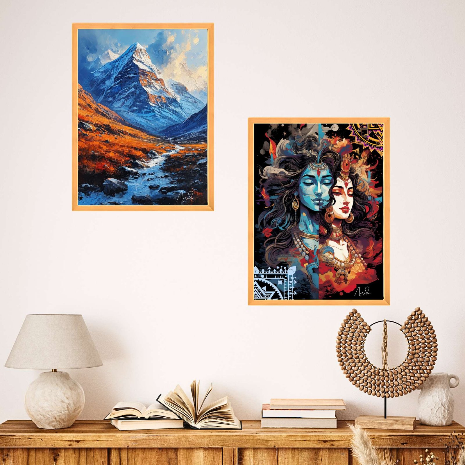 Set of Two Wall Paintings for Wall Dacoration Golden Framed Wall Paintings for Living Room & Bedroom Wall Art for Home Decoration & Office Wall Décor (14x11 inch CH-GD2-21)